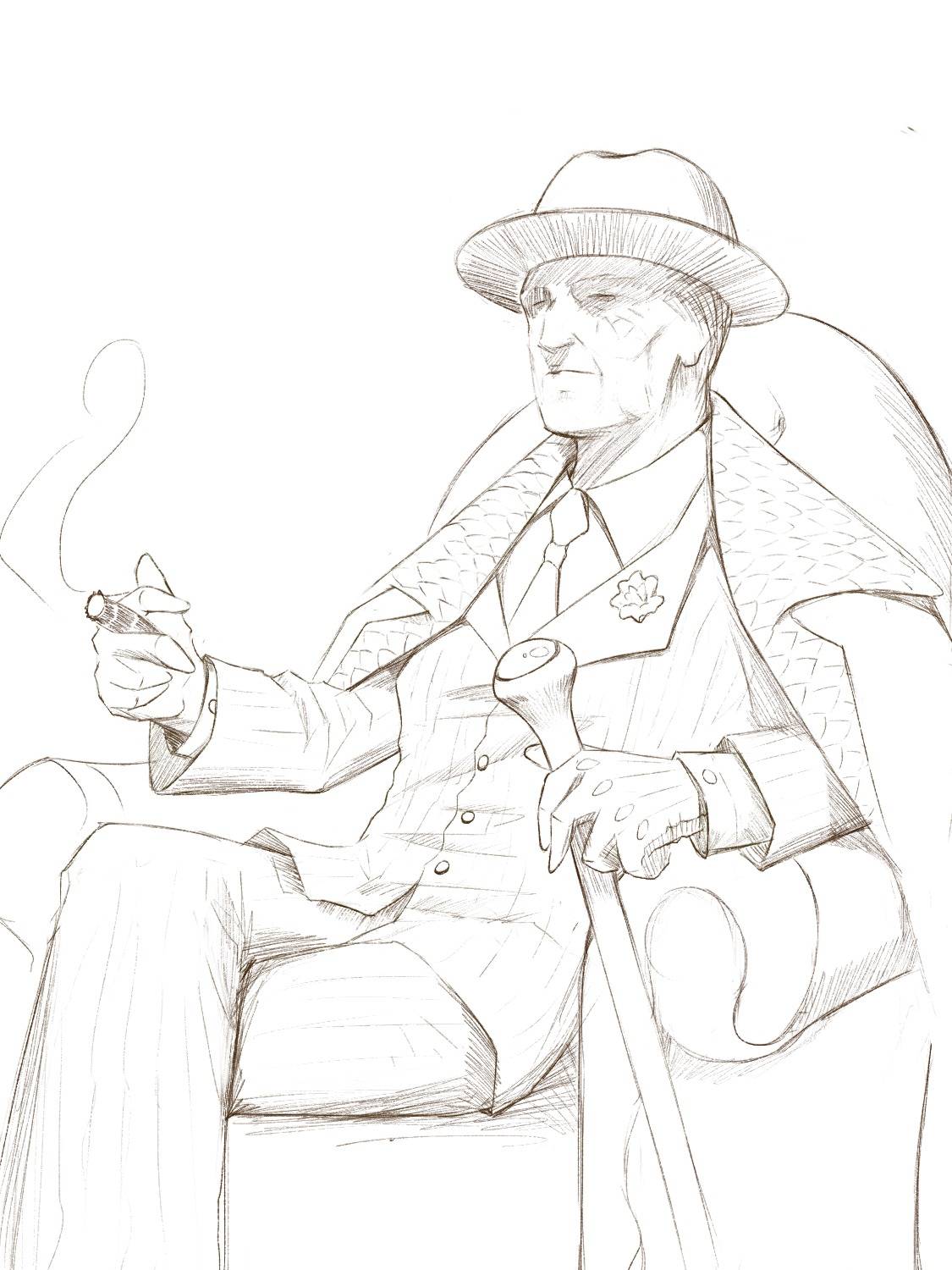 Stage 1 — pencil line sketch