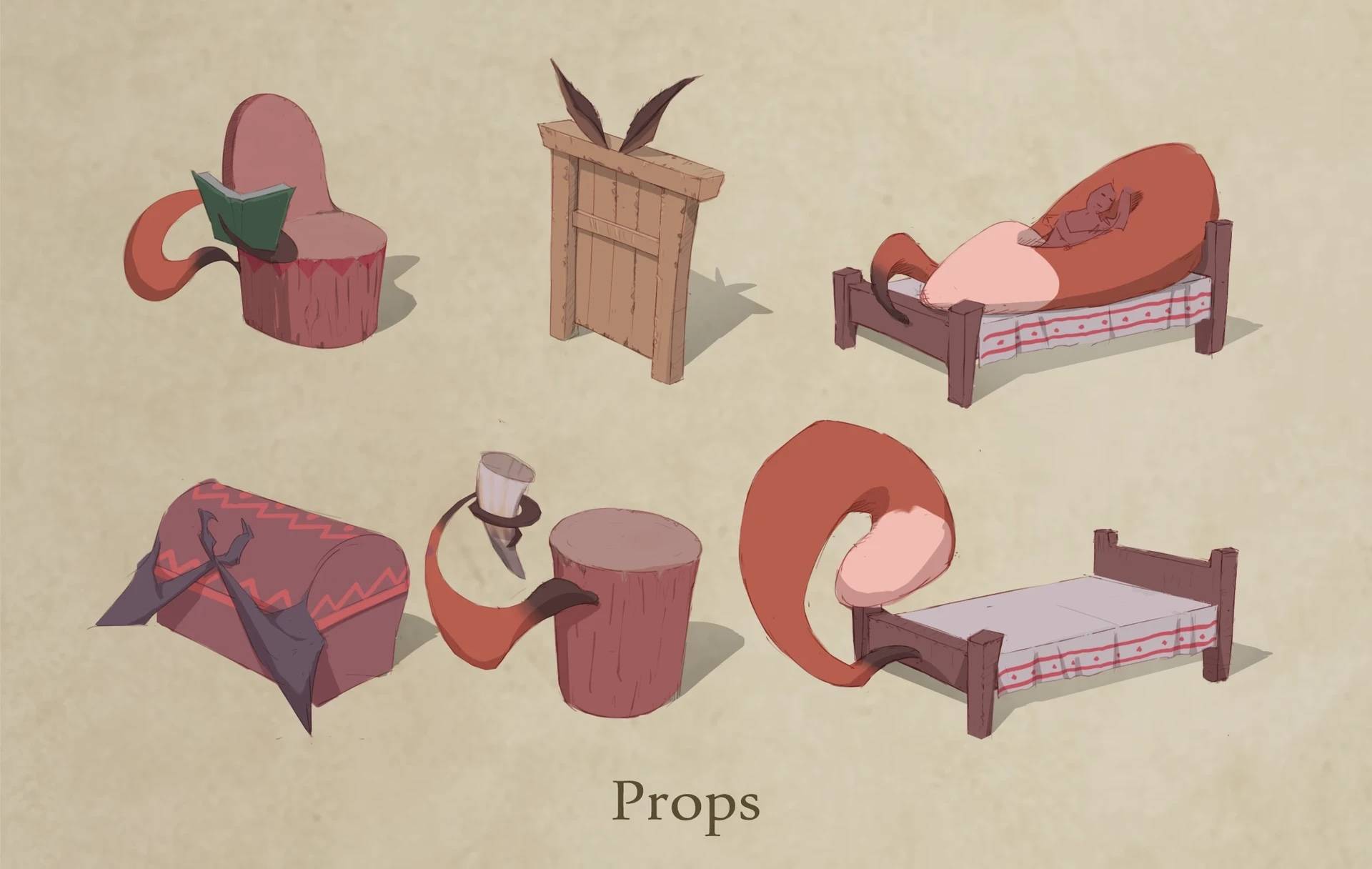 Enchanted furniture with creature tails