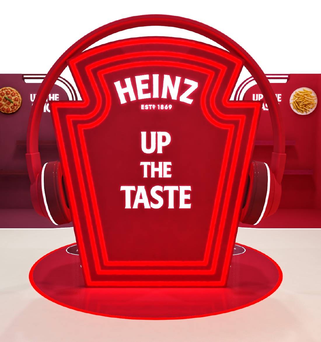 The neon Heinz keystone on the back of the unit